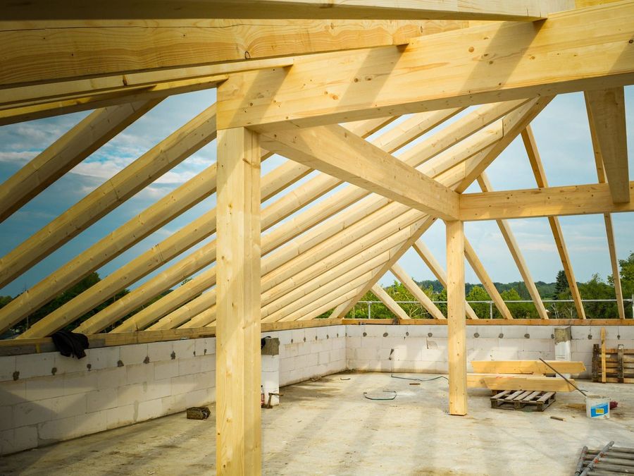 Sfeerbeeld: Houten kapconstructie voor een opbouw